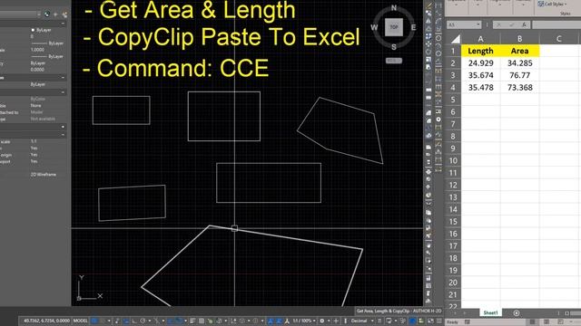 CodeLispFree - Get Area and Length of an object, copyclip and paste to Excel смотреть онлайн