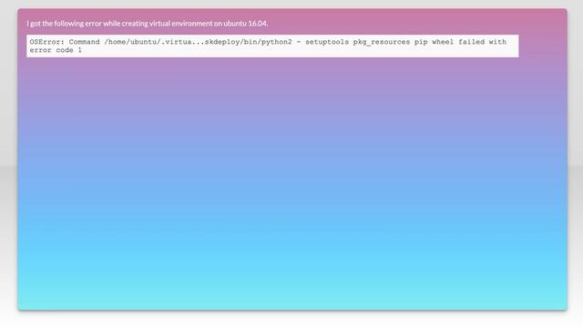 Pythonsetuptools pkg_resources pip wheel failed with error code 1 [Error] смотреть онлайн