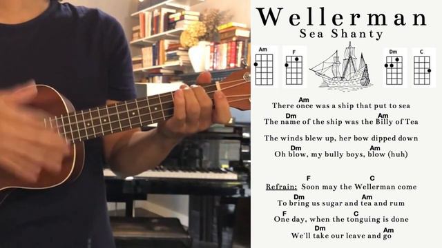 Wellerman - Sea Shanty (easy ukulele tutorial for beginners and kids) смотреть онлайн