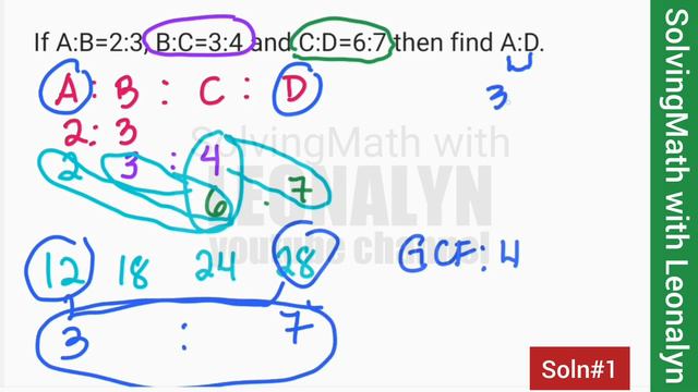 Ratio of 4 numbers: If A:B=2:3, B:C=3:4 and C:D=6:7 then find A:D смотреть онлайн