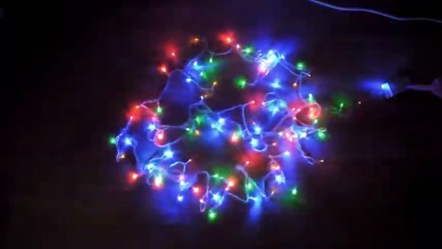 Светодиодная гирлянда "Нить" 100 Led, белый провод, RGB смотреть онлайн