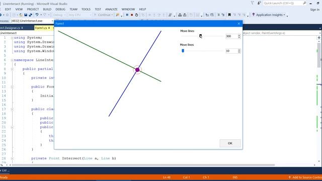 C# Lines Intersection Point смотреть онлайн