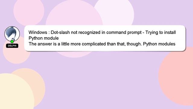 Windows : Dot-slash not recognized in command prompt - Trying to install Python module смотреть онлайн