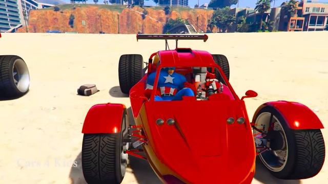 COLOR SPORT CARS Transportation for Kids in Spiderman Cartoon & Colors for Children Nursery Rhymes смотреть онлайн