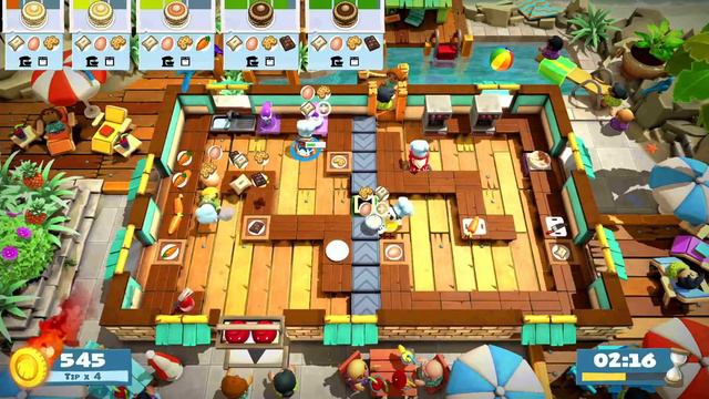 Overcooked 2 Surf 'n' Turf Level 2-4 4 Stars 4 Player Co-op смотреть онлайн