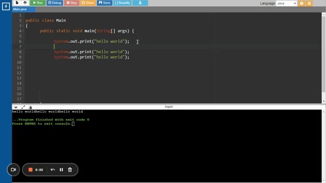 How to print Hello world in java смотреть онлайн