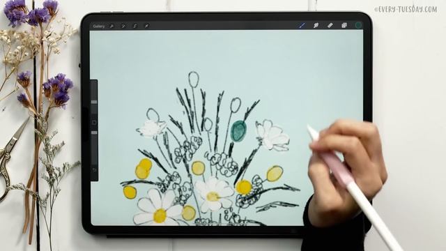 Paint Messy Spring Wildflowers In Procreate