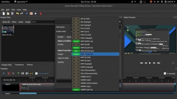 How to enable VA-API Encoder and Decoder acceleration on OpenShot Video Editor