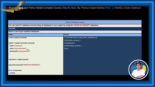 Learn Python MySQL Complete Course |Step By Step| Create Database |Ponnuri Gopie Krishna | Part-2 смотреть онлайн