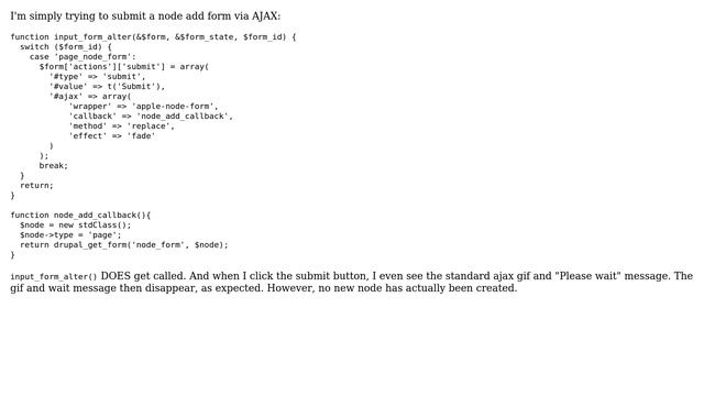 Drupal: Trying to submit a node add form via AJAX but failing смотреть онлайн