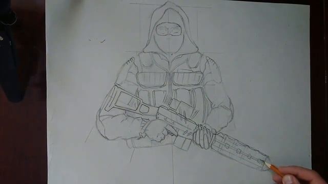 Как нарисовать бойца STALKERa "МОНОЛИТ". Рисуем вместе. смотреть онлайн
