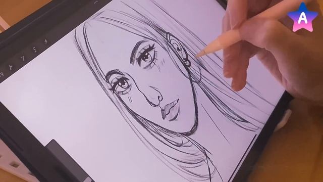 Sketch with me! No.2 Ipad pro drawing - Rendering a face in black and white @astridberry смотреть онлайн