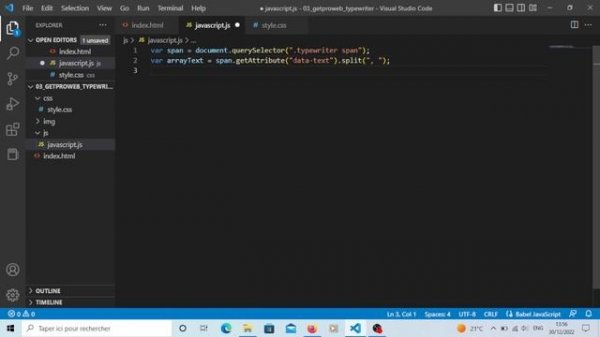 How to create a Typewriter  using HTML, CSS and Javascript || Typing Effect