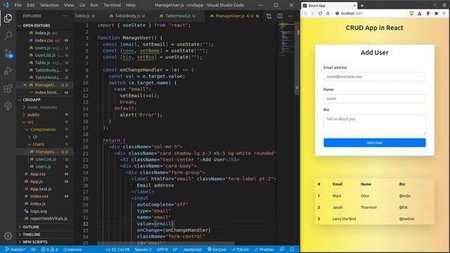 Create a CRUD App with React : Create new User - Part 4 смотреть онлайн
