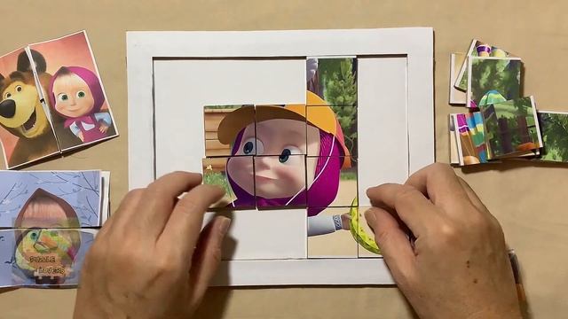 Masha and the Bear - Bear's Magic Hat - solving jigsaw puzzle for kids | Puzzle Lovers смотреть онлайн