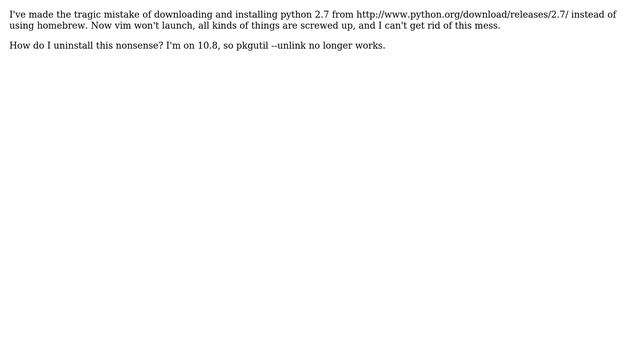 Apple: Uninstall python 2.7 from 10.8 смотреть онлайн