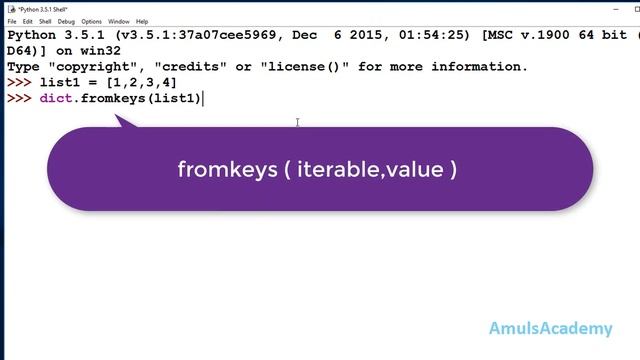 Python Tutorial - Dictionary Methods | fromkeys() смотреть онлайн