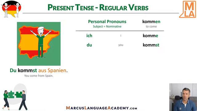 🇩🇪 German Present Tense of Regular Verbs | German for Beginners | Marcus´ Language Academy смотреть онлайн