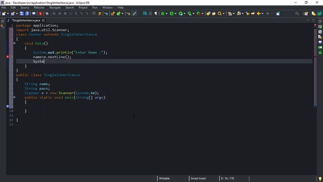 Single inheritance in java | Run with eclipse IDE смотреть онлайн