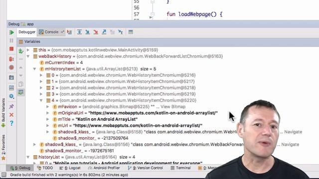 Kotlin android development tutorial - ArrayList for web forward/back history смотреть онлайн