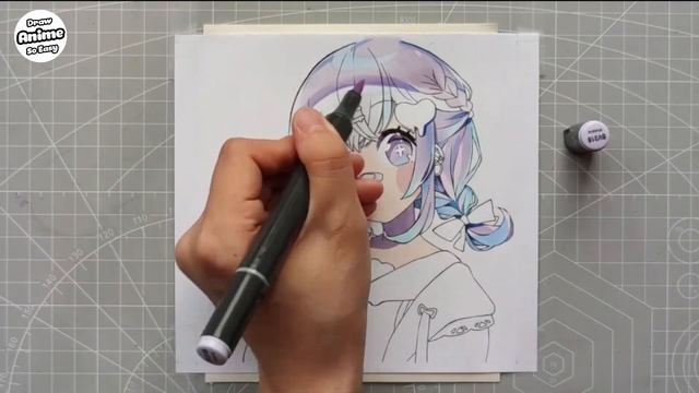 Speed paint anime girl with finecolour marker | Draw so easy Anime смотреть онлайн