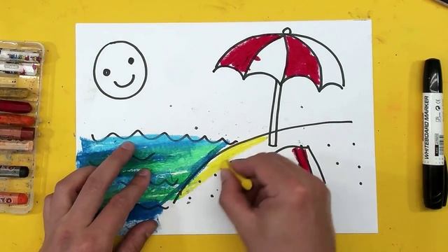 Как нарисовать ПЛЯЖ и ЛЕТО. смотреть онлайн