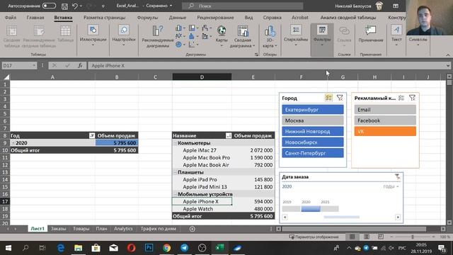 Продвинутая аналитика в Excel: сводные и диаграммы смотреть онлайн