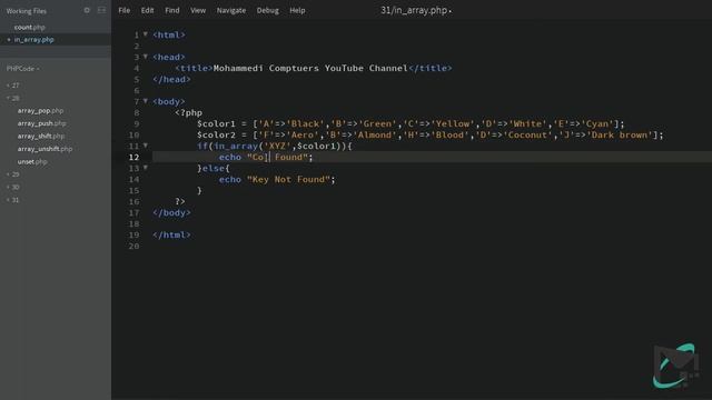 31 - PHP Array Function - array_key_exists, array_search, in_array, isset смотреть онлайн