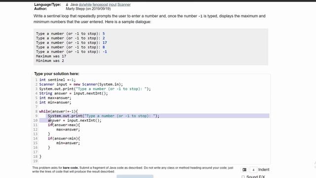 Java Practice It || 5.13 sentinelMinMax || while loop, sentinel, if statements, scanner, user input смотреть онлайн
