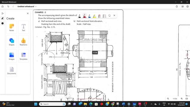 15KVA Alternator Half sectional view and Front elevation - AutoCAD 2023 Drawing step by step смотреть онлайн