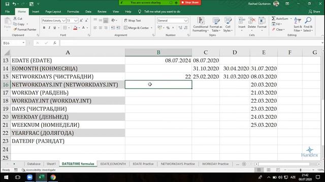 Excel dərsləri - 5.8 Exceldə NETWORKDAYS, NETWORKDAYS.INTL funksiyaları | TAMİŞGÜNÜ, TAMİŞGÜNÜ.ULUS смотреть онлайн