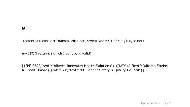 jQuery : jQuery select2 AJAX not working смотреть онлайн