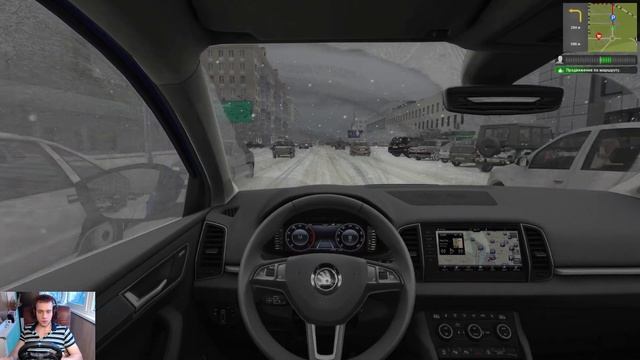 City Car Driving 1.5.9.2 + Logitech G29 - SKODA KAROQ 2018 - Снегопад и бесконечные пробки