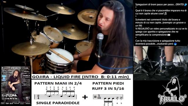 GROOVE & FILL GRATIS #6 - GOJIRA - LIQUID FIRE (INTRO A-B) - Tutorial paradiddle & double pedal смотреть онлайн