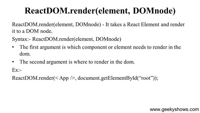 4 render Method, createElement Method and ReactDOM render Method in React JS Hindi смотреть онлайн