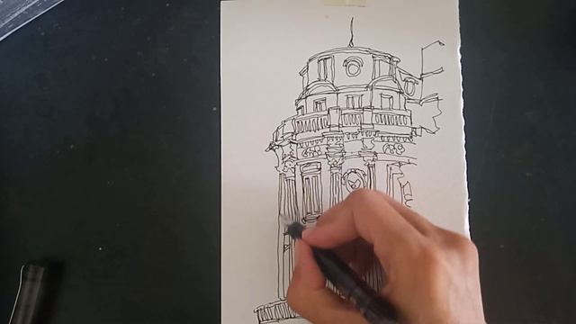 Sketch with ink | Old Building | Paris . смотреть онлайн