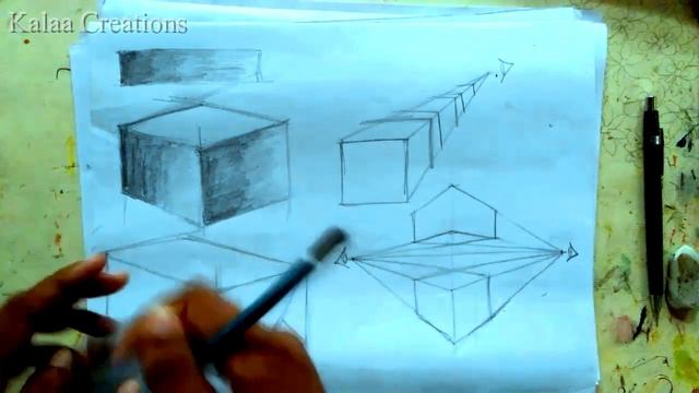 ඝනකාභ හැඩයක් ලේසියෙන්ම අඳිමු | How to draw a box easily | @kalaacreations смотреть онлайн