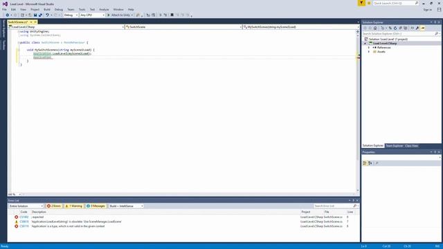 Tip: Unity - C# - Fix 'Application.LoadLevel(string)' is obsolete: 'Use SceneManager.LoadScene' смотреть онлайн