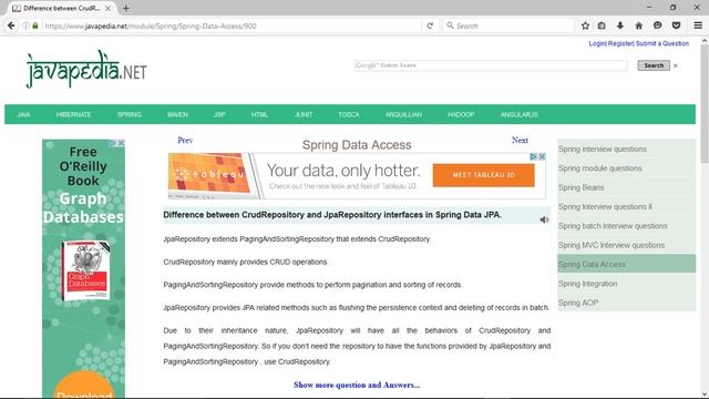 Difference between CrudRepository and JpaRepository interfaces in Spring Data JPA.
| javapedia.net смотреть онлайн