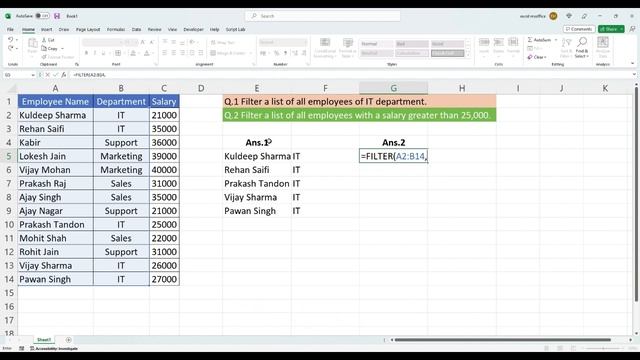 Filter Function | Excel 365 | Easiest Method смотреть онлайн