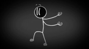 Henry stickman distraction dance in black and white invert