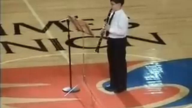 12yr old Grant Chaskin performs National Anthem on Clarinet смотреть онлайн