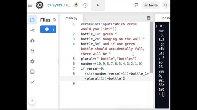 Ten Green Bottles in Python- Tutorial 2- Printing the lyrics. смотреть онлайн