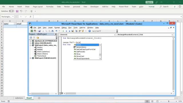 how to data entry ms excel ShowDataForm method of work sheet class failed смотреть онлайн
