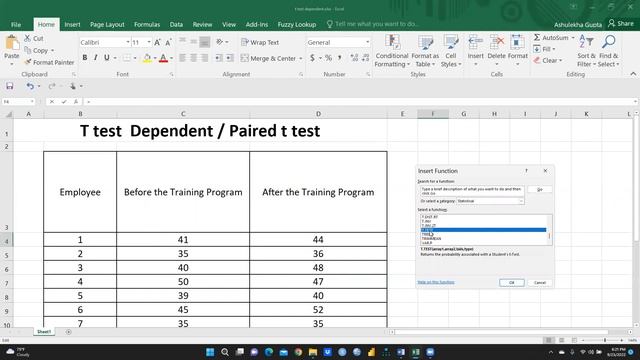 How to calculate t test paired/dependent using excel смотреть онлайн