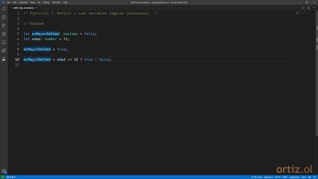 TypeScript - Ejercicio 7: Definir y Usar una Variables Lógicas (Booleanas) con boolean смотреть онлайн