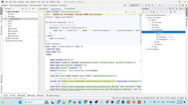 HTML CSS Bootstrap Template PHP CRUD MySQL Database - PHP in action getting settings from DB смотреть онлайн