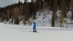 Трасса Променад полный спуск - горнолыжный курорт Телецкий. Трасса Променад 5000 м. Телецкий Алтай
