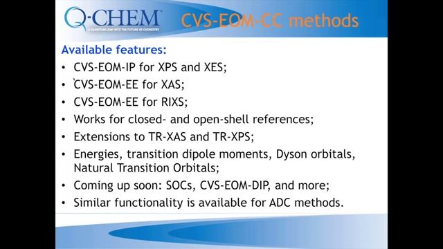 Webinar 36 - Core-level Spectroscopy In Q-Chem 5.2 - Presented By Prof. Anna Krylov, USC