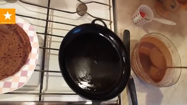 Шоколадный блинный торт с творожным кремом от Мармеладной Лисицы Рецепт блинов на молоке без яиц смотреть онлайн